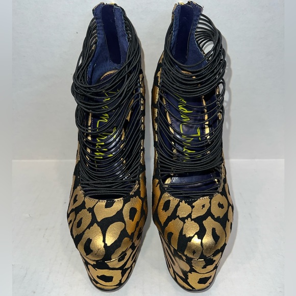 LONDON TRASH Ceres Cheetah Gold & Black Platform Heels 🐆 - Picture 8 of 10